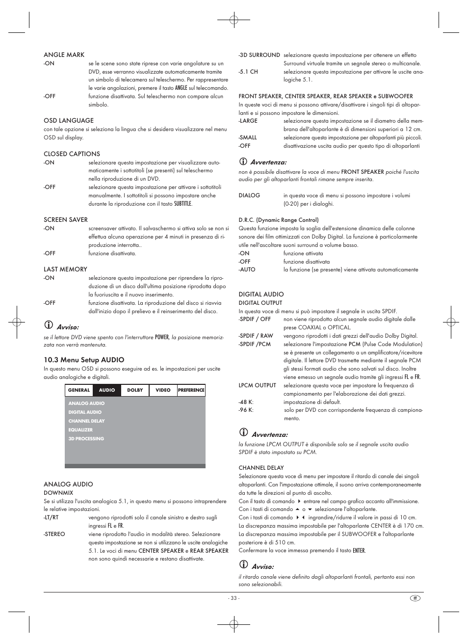 Avviso, Avvertenza | Silvercrest SHDP 5.1 A1 User Manual | Page 35 / 98