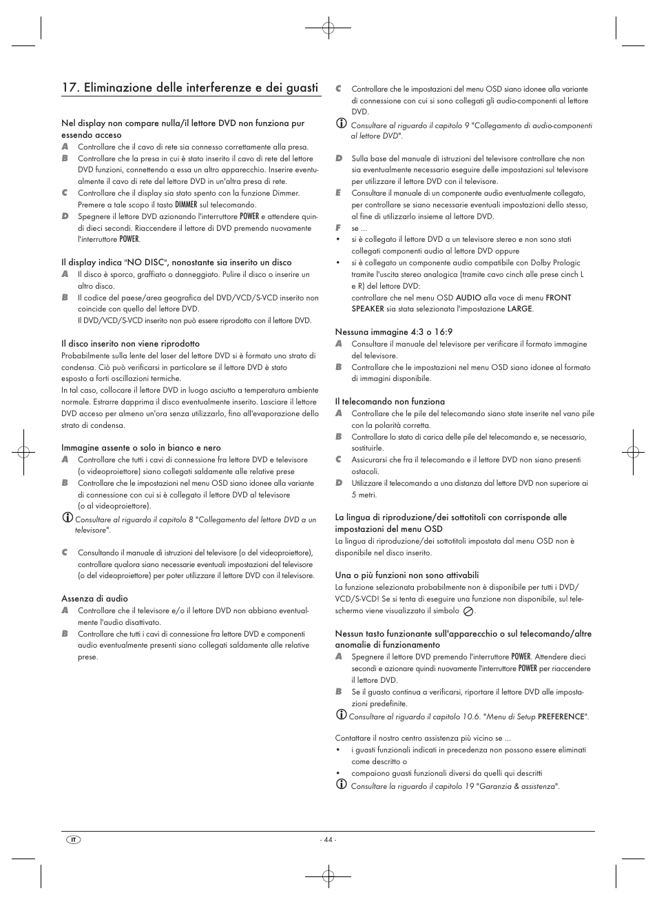 Eliminazione delle interferenze e dei guasti | Silvercrest SHDP 5.1 A1 User Manual | Page 46 / 98