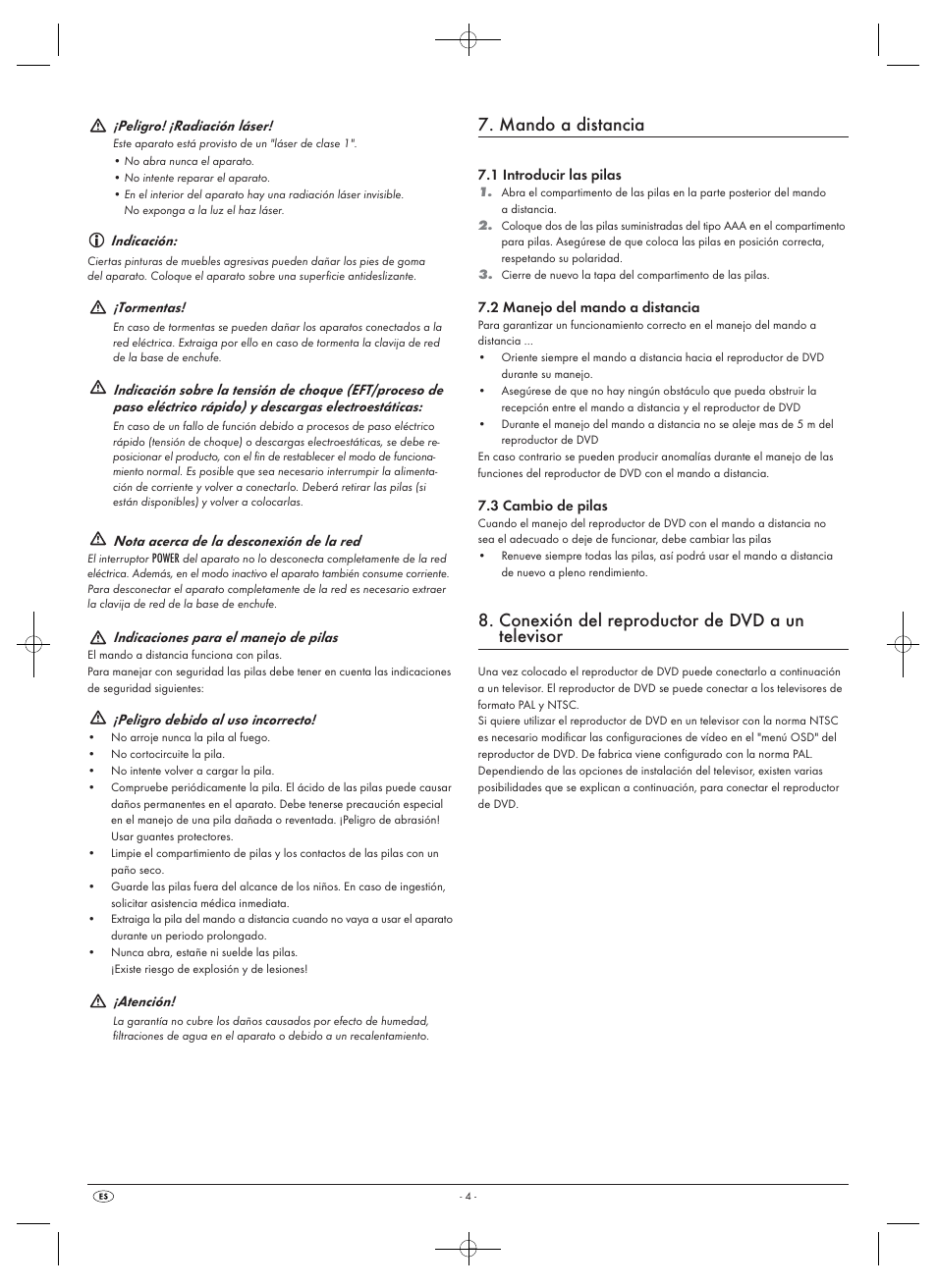 Mando a distancia, Conexión del reproductor de dvd a un televisor | Silvercrest SHDP 5.1 A1 User Manual | Page 6 / 98