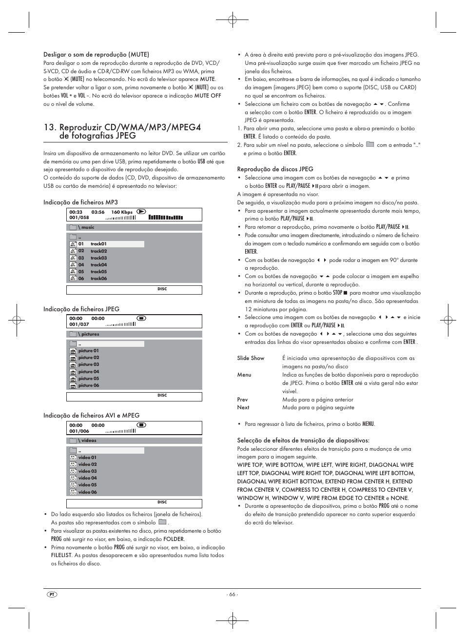 Reproduzir cd/wma/mp3/mpeg4 de fotografias jpeg | Silvercrest SHDP 5.1 A1 User Manual | Page 68 / 98