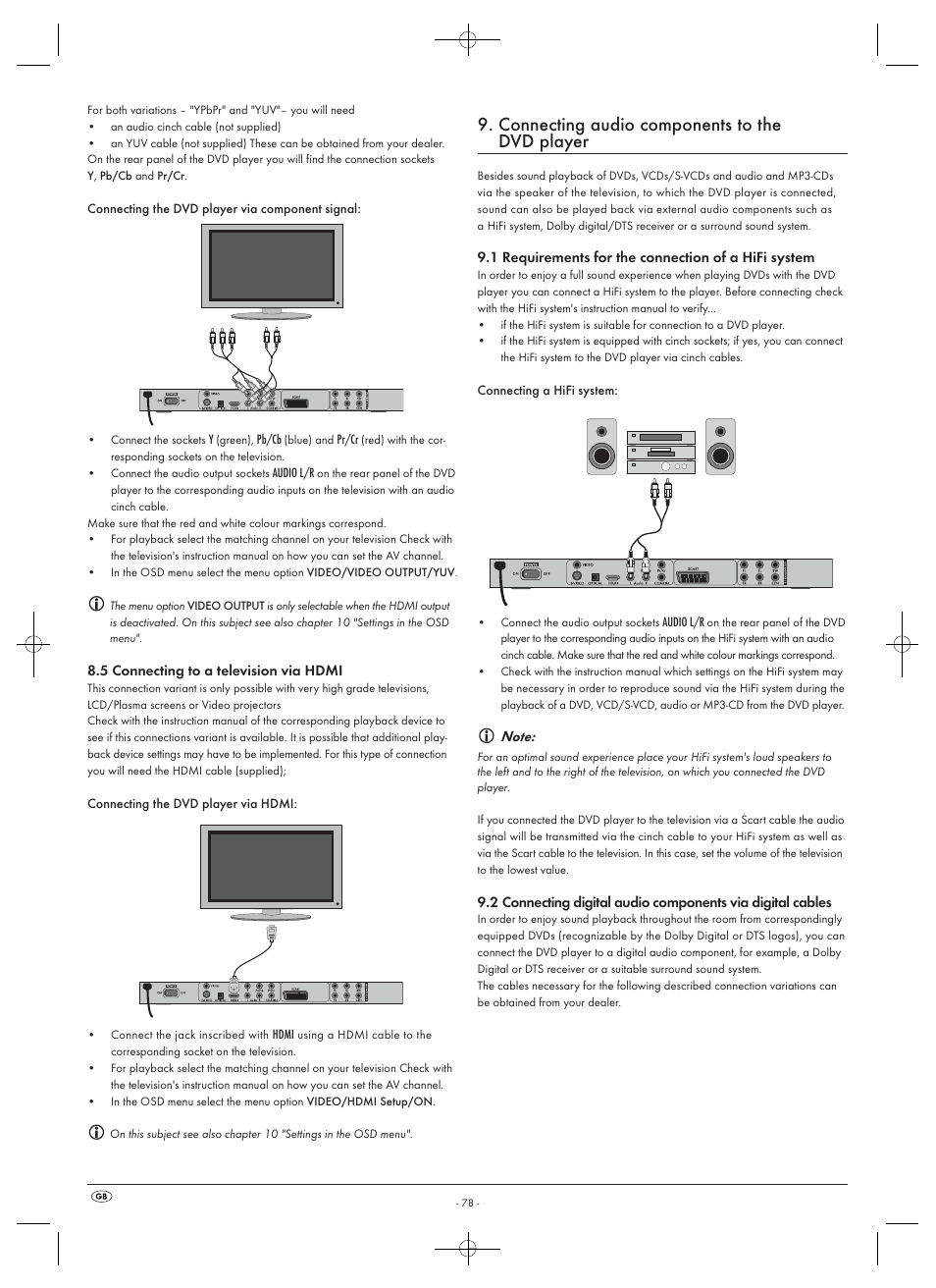 Connecting audio components to the dvd player | Silvercrest SHDP 5.1 A1 User Manual | Page 80 / 98