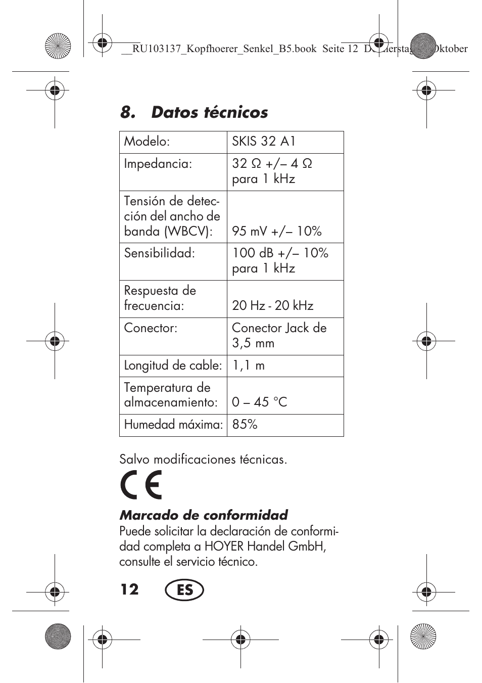 Datos técnicos | Silvercrest SKIS 32 A1 User Manual | Page 14 / 82