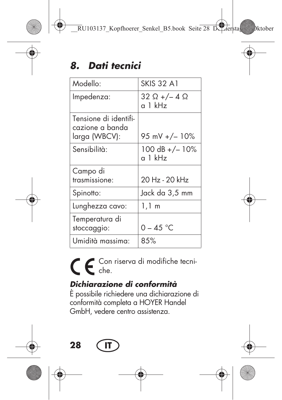 Dati tecnici | Silvercrest SKIS 32 A1 User Manual | Page 30 / 82