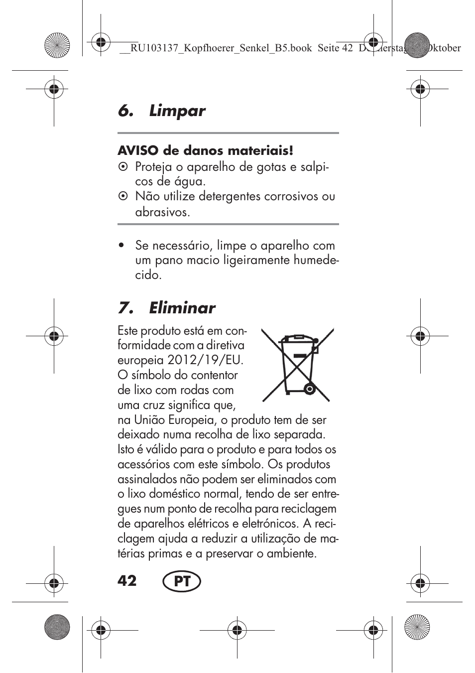 Limpar, Eliminar | Silvercrest SKIS 32 A1 User Manual | Page 44 / 82
