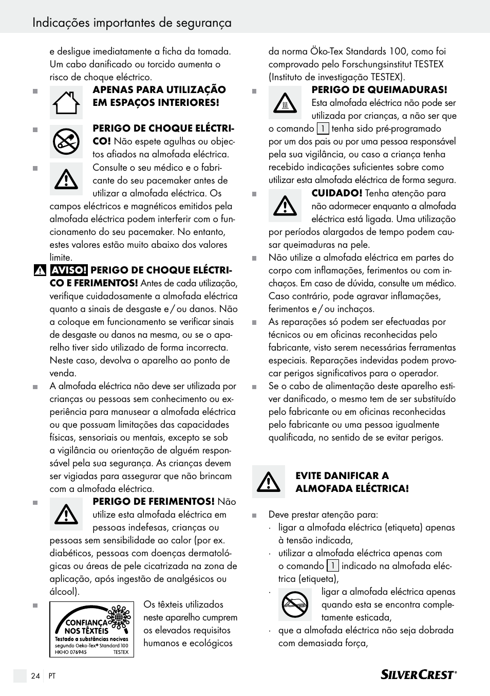 Indicações importantes de segurança | Silvercrest SHK 100 B2 User Manual | Page 24 / 45
