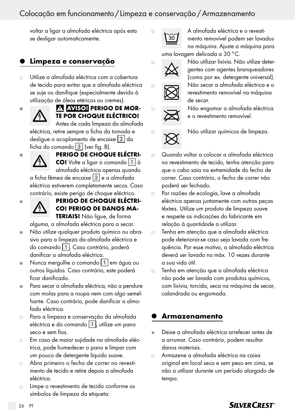 Limpeza e conservação, Armazenamento | Silvercrest SHK 100 B2 User Manual | Page 26 / 45