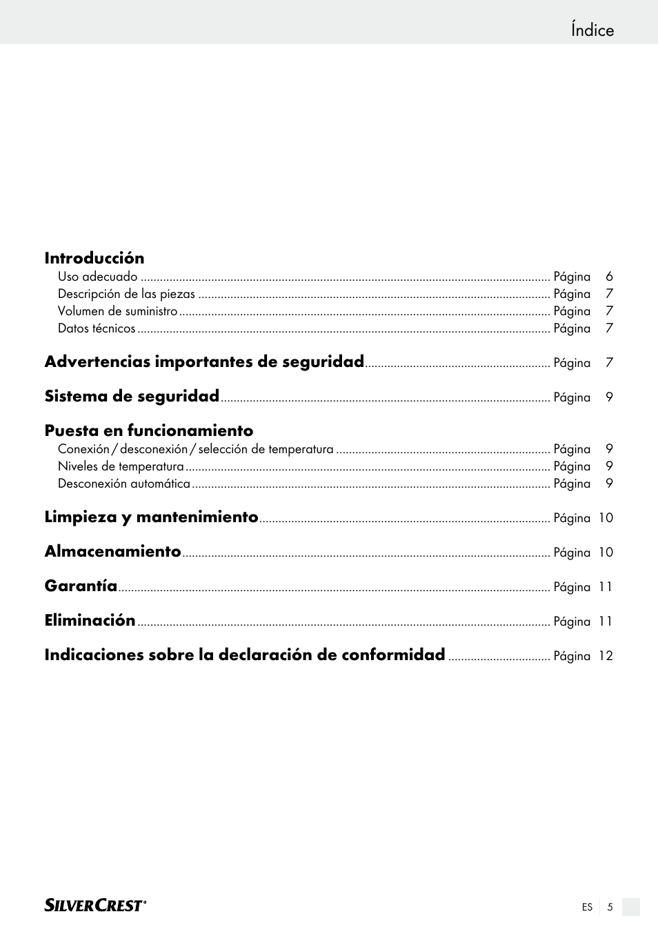 Índice | Silvercrest SHK 100 B2 User Manual | Page 5 / 45