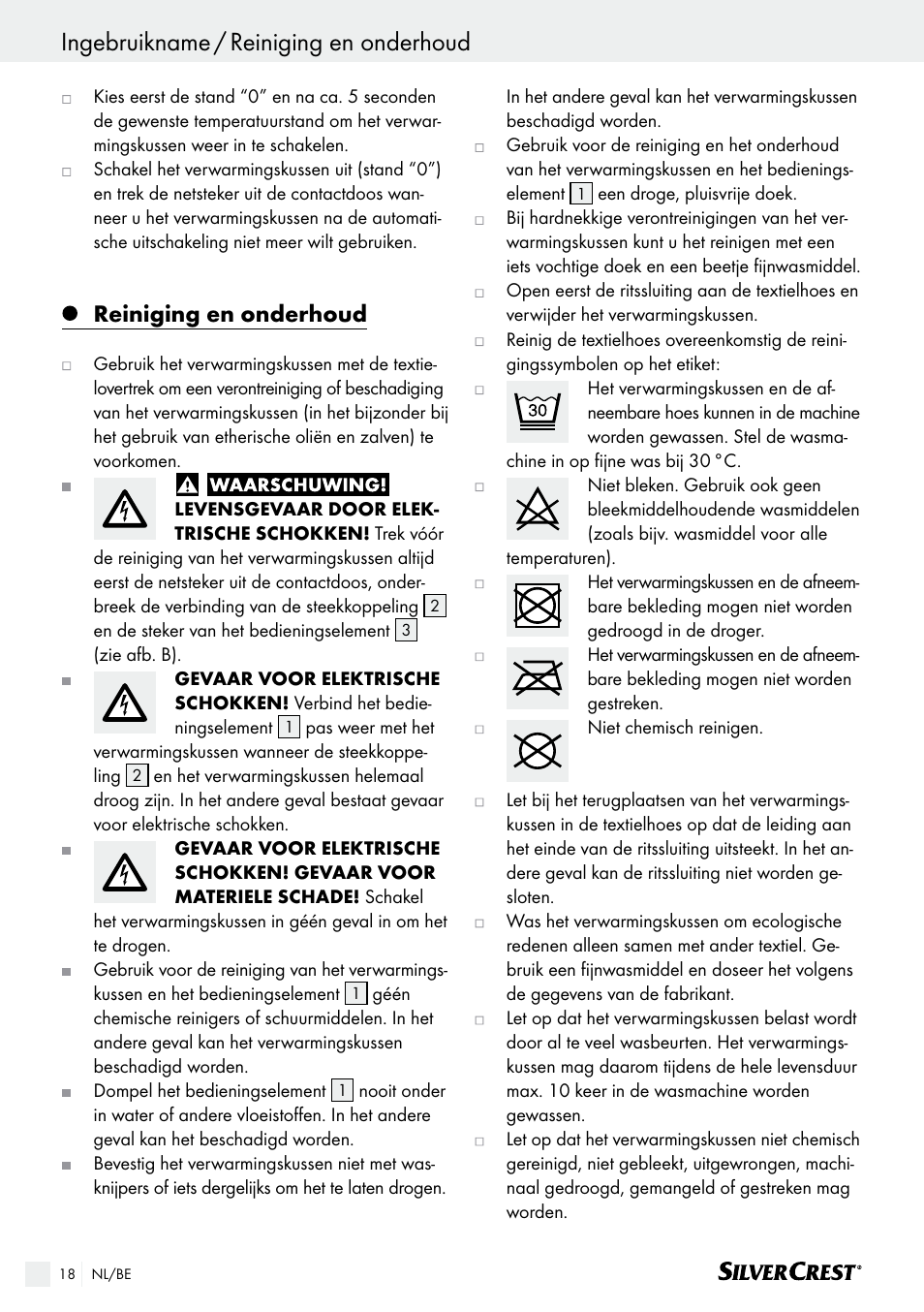 Ingebruikname / reiniging en onderhoud, Bewaren / garantie / afvalverwijdering, Reiniging en onderhoud | Silvercrest SHK 100 B2 User Manual | Page 18 / 36