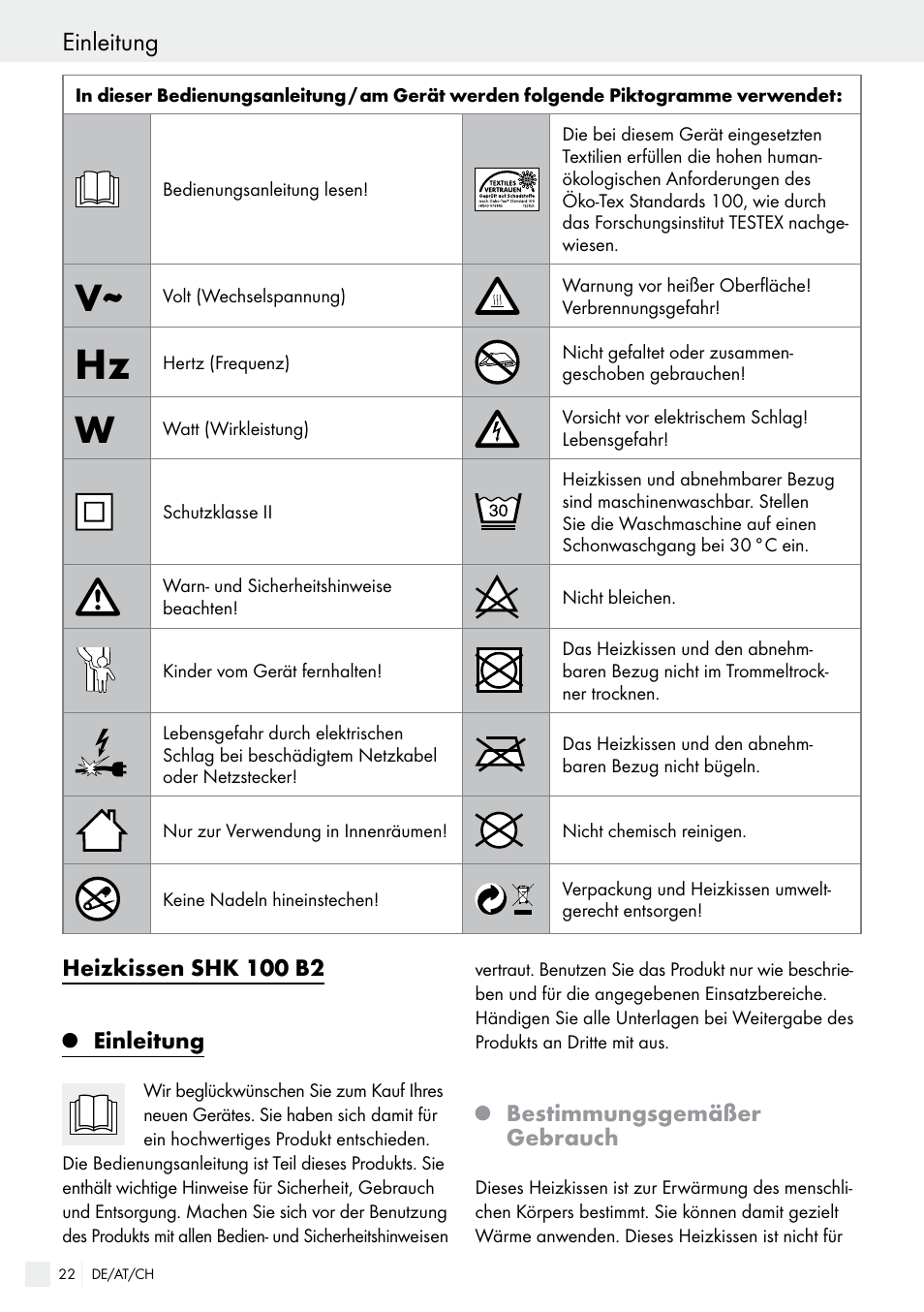 Einleitung, Einleitung / wichtige sicherheitshinweise | Silvercrest SHK 100 B2 User Manual | Page 22 / 36