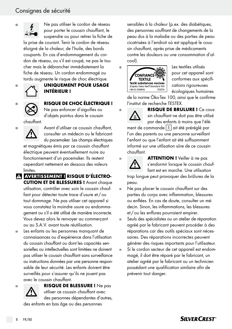 Consignes de sécurité | Silvercrest SHK 100 B2 User Manual | Page 8 / 36