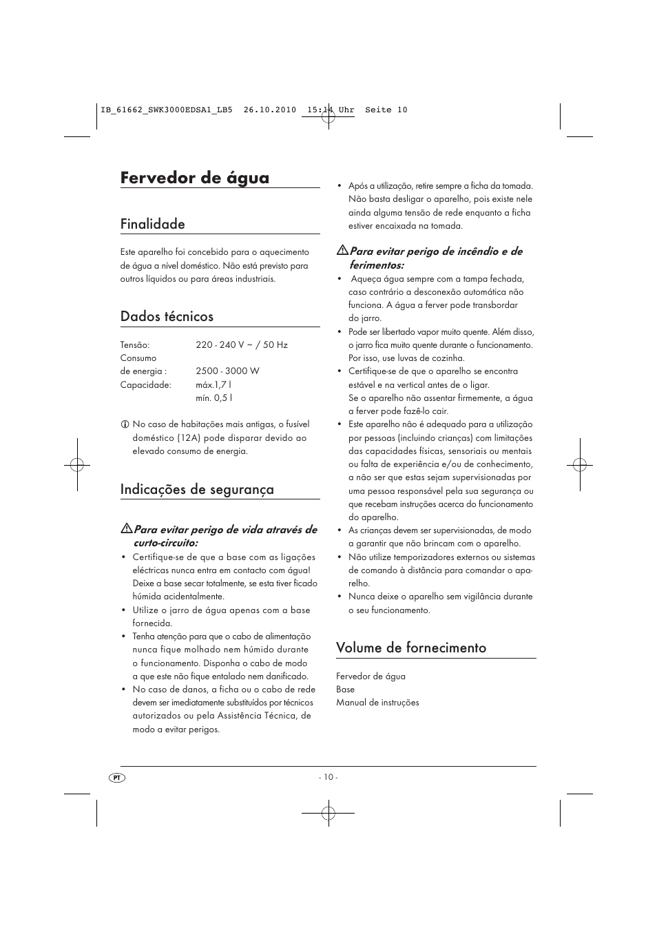 Fervedor de água, Finalidade, Dados técnicos | Indicações de segurança, Volume de fornecimento | Silvercrest SWK 3000 EDS A1 User Manual | Page 12 / 23