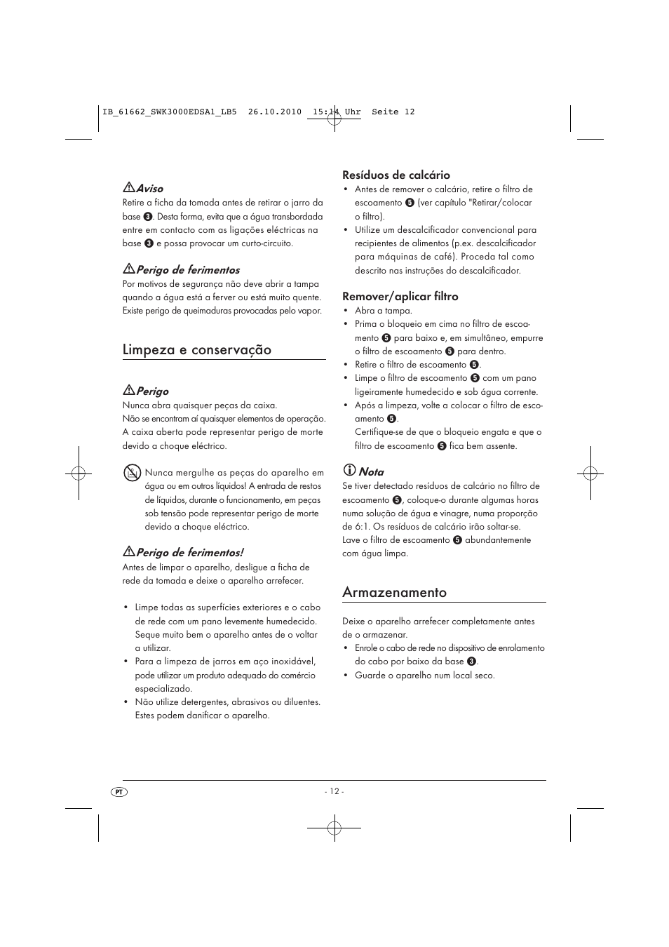 Limpeza e conservação, Armazenamento | Silvercrest SWK 3000 EDS A1 User Manual | Page 14 / 23