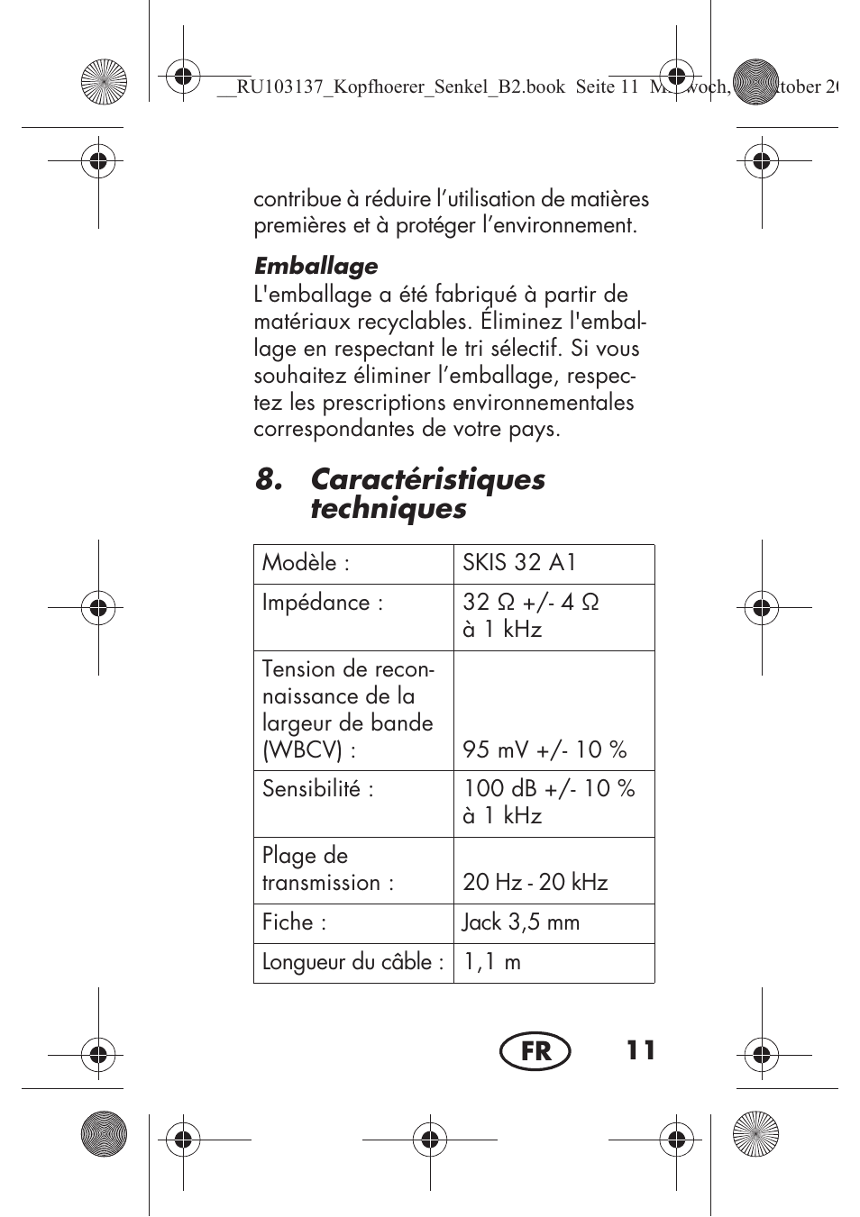 Caractéristiques techniques | Silvercrest SKIS 32 A1 User Manual | Page 13 / 66