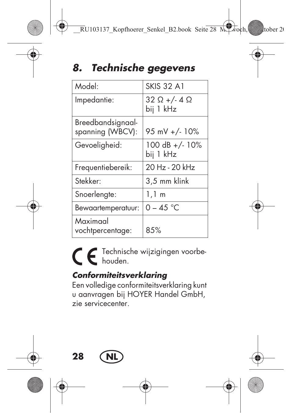 Technische gegevens | Silvercrest SKIS 32 A1 User Manual | Page 30 / 66