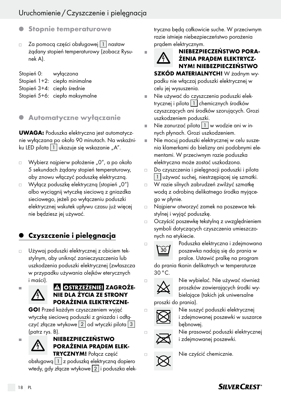 Uruchomienie / czyszczenie i pielęgnacja, Stopnie temperaturowe, Automatyczne wyłączanie | Czyszczenie i pielęgnacja | Silvercrest SHK 100 B2 User Manual | Page 18 / 61