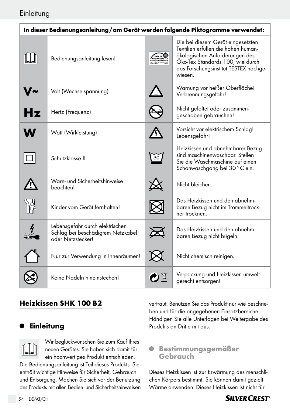 Einleitung, Einleitung / wichtige sicherheitshinweise | Silvercrest SHK 100 B2 User Manual | Page 54 / 61