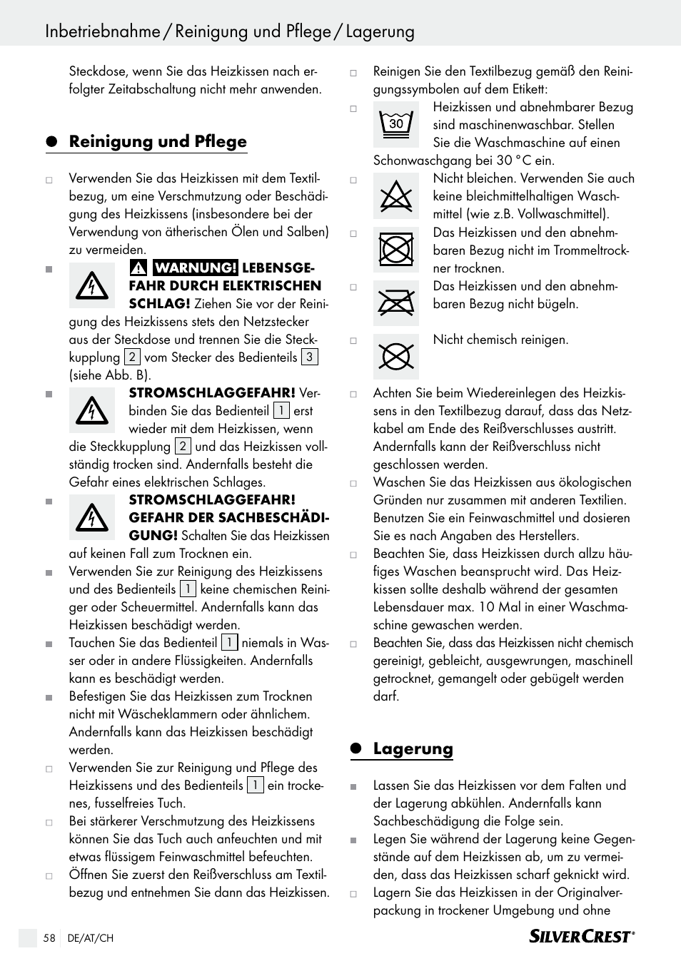 Reinigung und pflege, Lagerung | Silvercrest SHK 100 B2 User Manual | Page 58 / 61