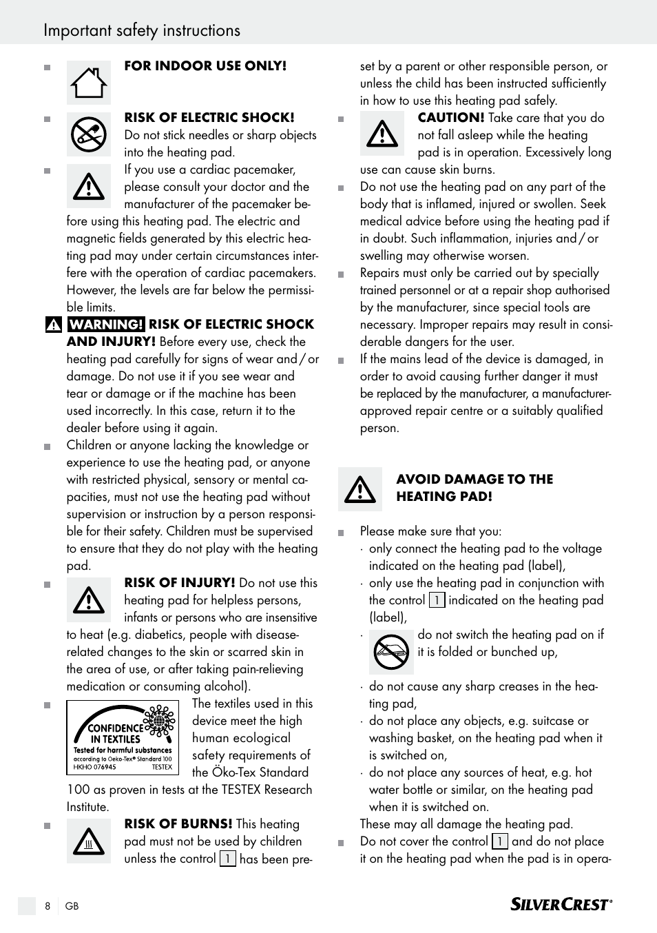 Important safety instructions | Silvercrest SHK 100 B2 User Manual | Page 8 / 61