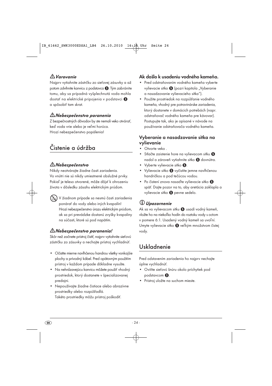 Čistenie a údržba, Uskladnenie | Silvercrest SWK 3000 EDS A1 User Manual | Page 26 / 31