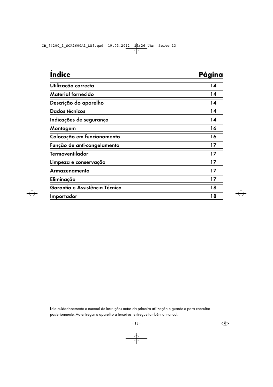 Índice página | Silvercrest SOR 2600 A1 User Manual | Page 15 / 32