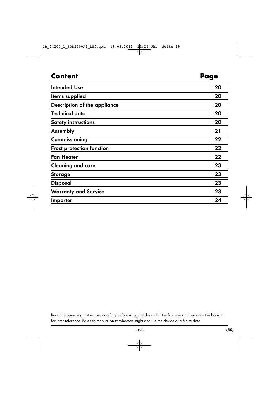 Content page | Silvercrest SOR 2600 A1 User Manual | Page 21 / 32