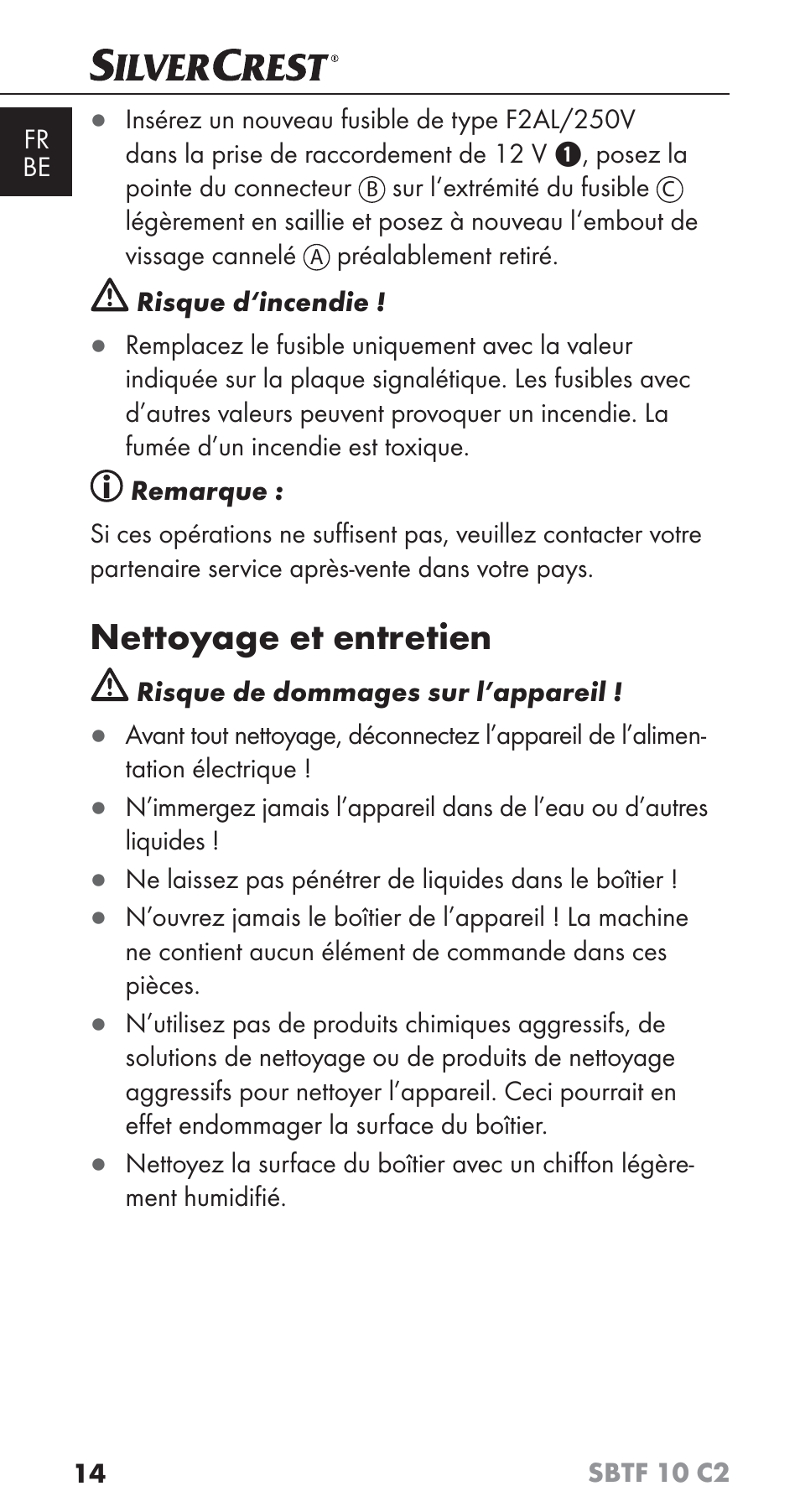 Nettoyage et entretien | Silvercrest SBTF 10 C2 User Manual | Page 17 / 58