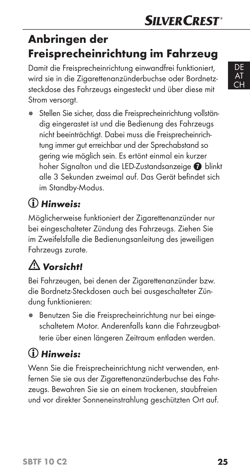 Anbringen der freisprecheinrichtung im fahrzeug | Silvercrest SBTF 10 C2 User Manual | Page 28 / 58