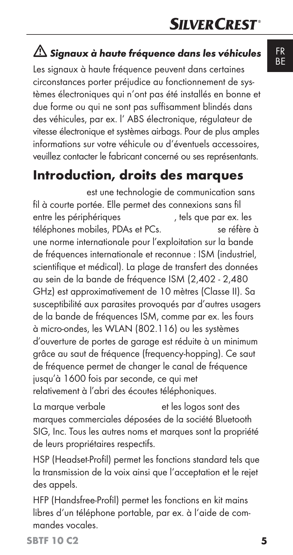 Introduction, droits des marques | Silvercrest SBTF 10 C2 User Manual | Page 8 / 58