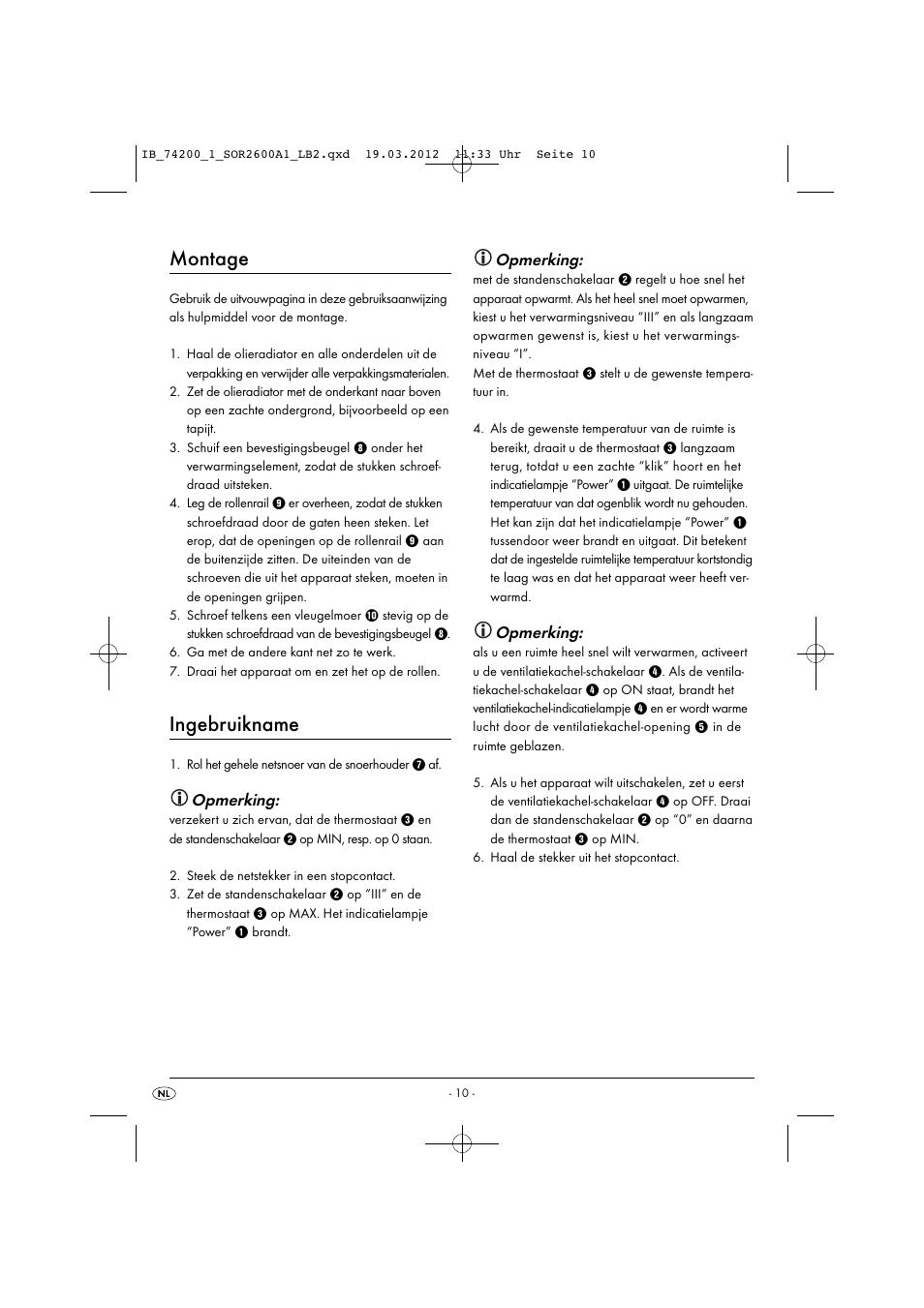 Montage, Ingebruikname, Opmerking | Silvercrest SOR 2600 A1 User Manual | Page 12 / 26