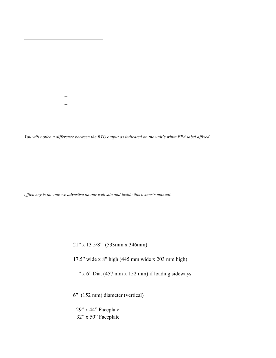 Section 5.0 specifications, 1 escape 1400-i insert model | Drolet ESCAPE 45221 User Manual | Page 23 / 24