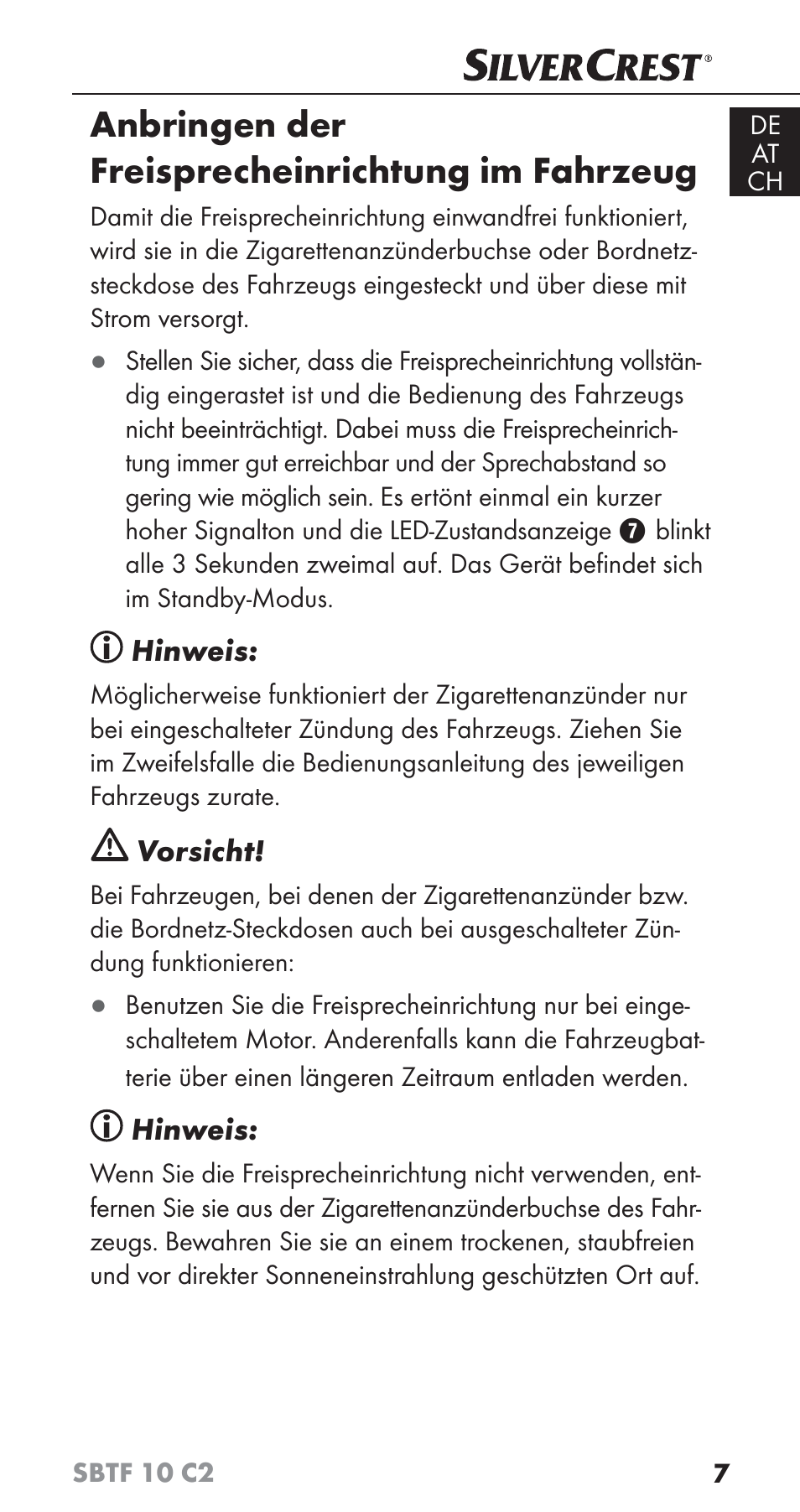 Anbringen der freisprecheinrichtung im fahrzeug | Silvercrest SBTF 10 C2 User Manual | Page 10 / 76