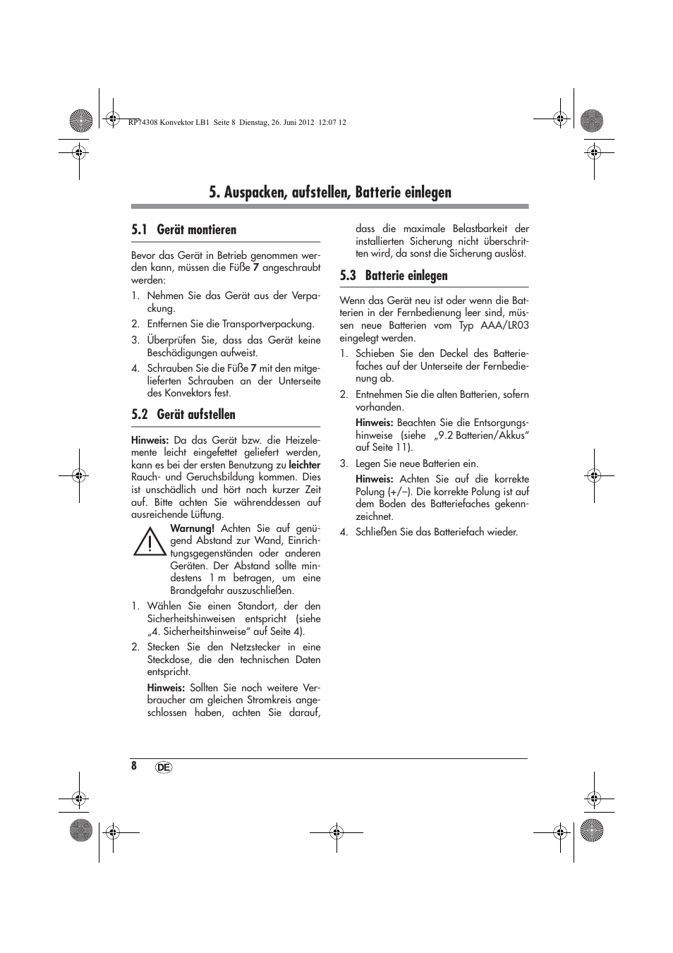 Auspacken, aufstellen, batterie einlegen, 1 gerät montieren, 2 gerät aufstellen | 3 batterie einlegen | Silvercrest SKD 2300 A1 User Manual | Page 10 / 62