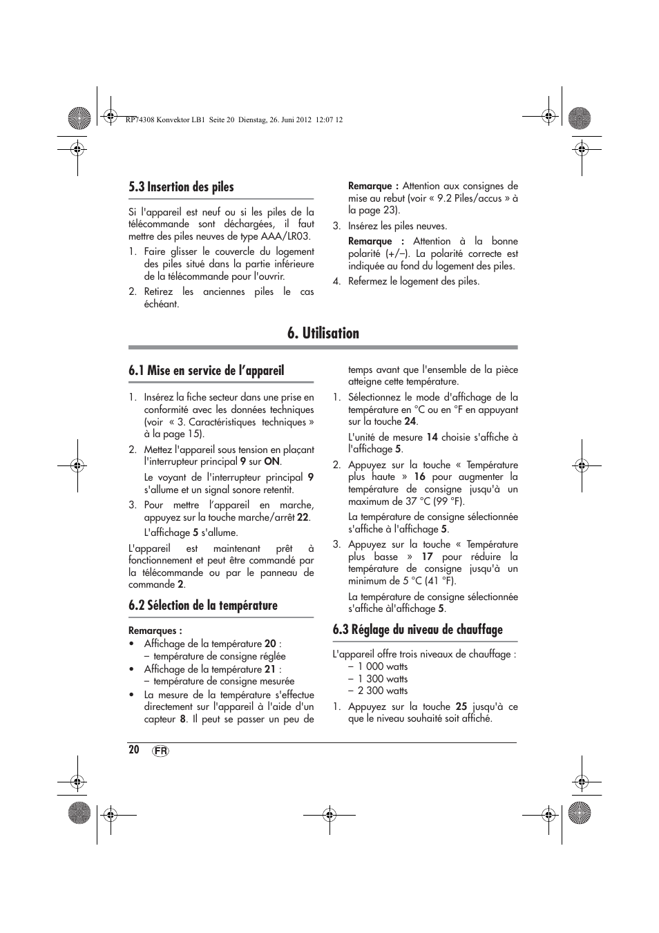 Utilisation, 3 insertion des piles, 1 mise en service de l’appareil | 2 sélection de la température, 3 réglage du niveau de chauffage | Silvercrest SKD 2300 A1 User Manual | Page 22 / 62