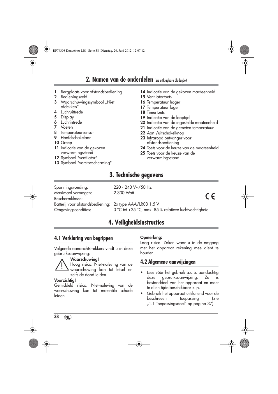Namen van de onderdelen, Technische gegevens, Veiligheidsinstructies | 1 verklaring van begrippen, 2 algemene aanwijzingen | Silvercrest SKD 2300 A1 User Manual | Page 40 / 62
