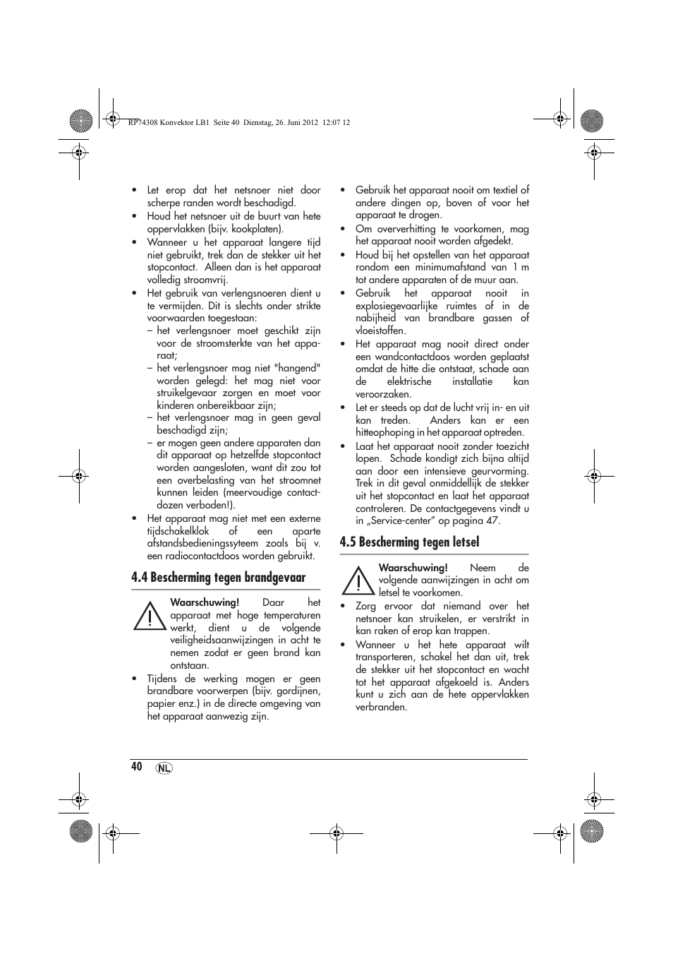 4 bescherming tegen brandgevaar, 5 bescherming tegen letsel | Silvercrest SKD 2300 A1 User Manual | Page 42 / 62