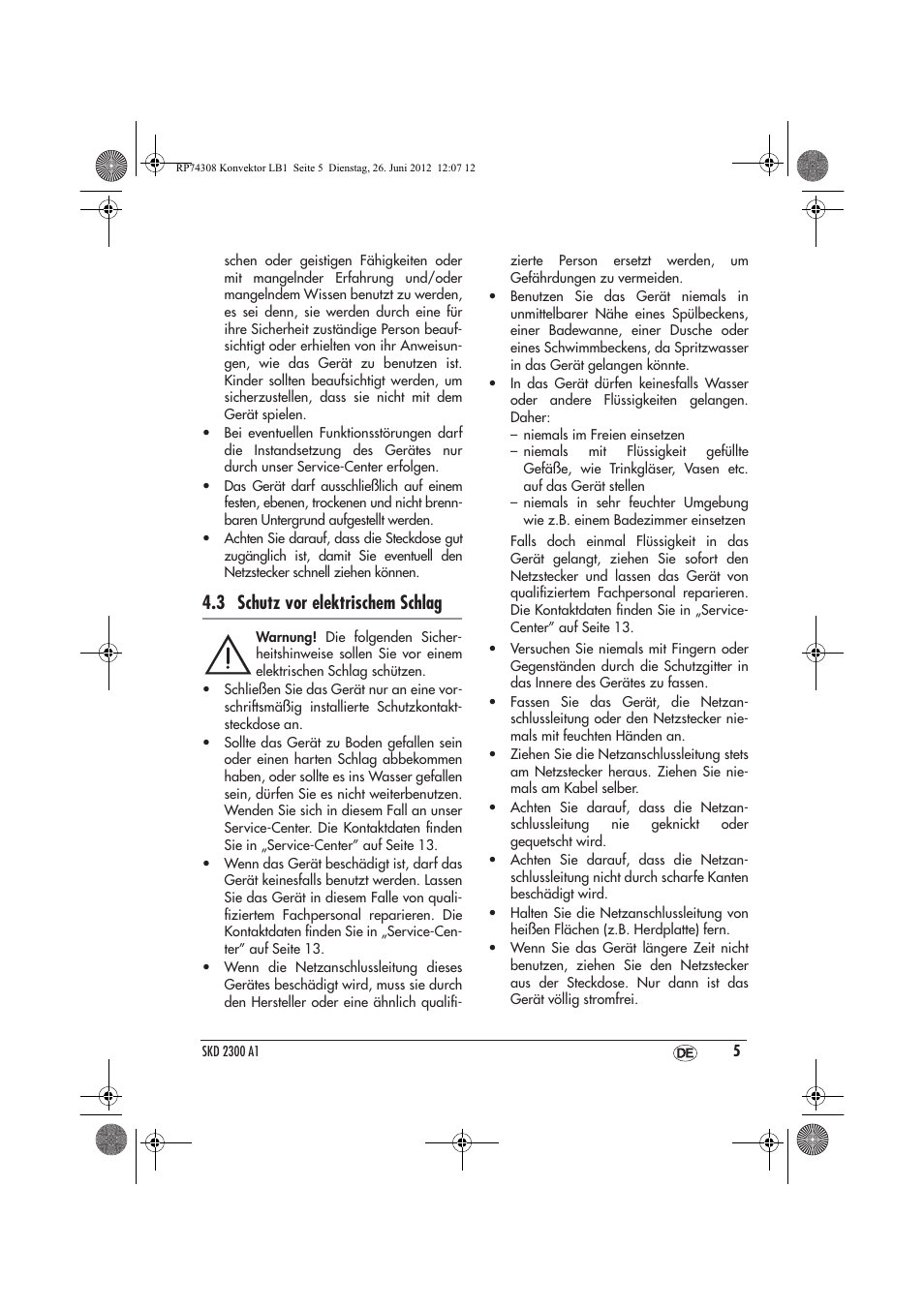 3 schutz vor elektrischem schlag | Silvercrest SKD 2300 A1 User Manual | Page 7 / 62