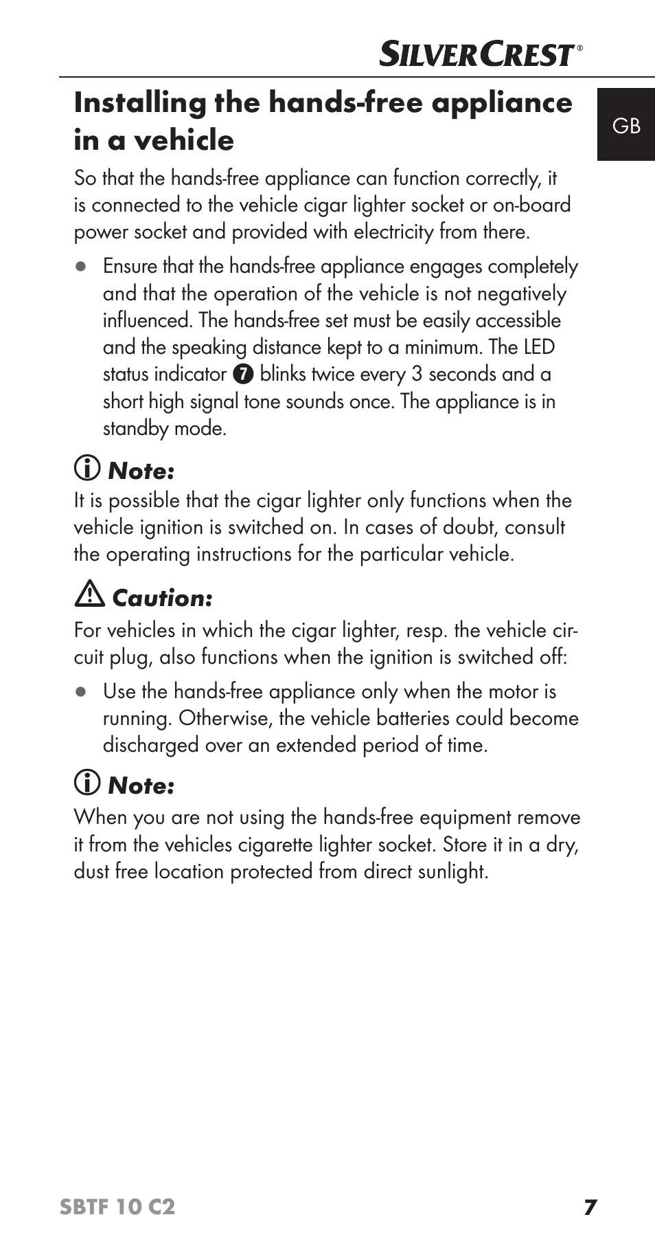 Installing the hands-free appliance in a vehicle | Silvercrest SBTF 10 C2 User Manual | Page 10 / 126