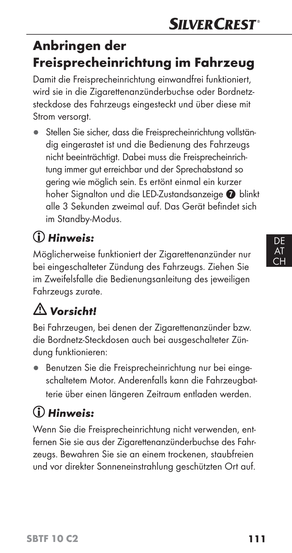 Anbringen der freisprecheinrichtung im fahrzeug | Silvercrest SBTF 10 C2 User Manual | Page 114 / 126