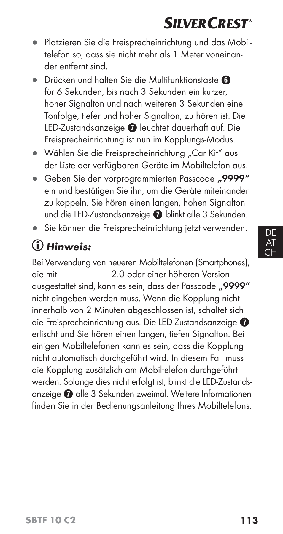 Hinweis | Silvercrest SBTF 10 C2 User Manual | Page 116 / 126