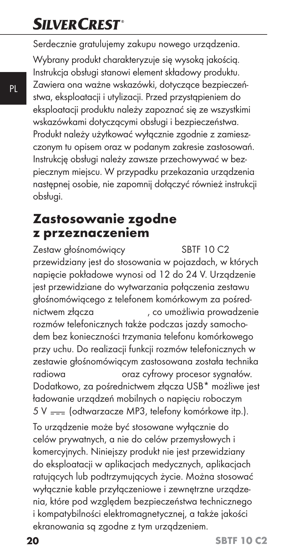 Zastosowanie zgodne z przeznaczeniem | Silvercrest SBTF 10 C2 User Manual | Page 23 / 126