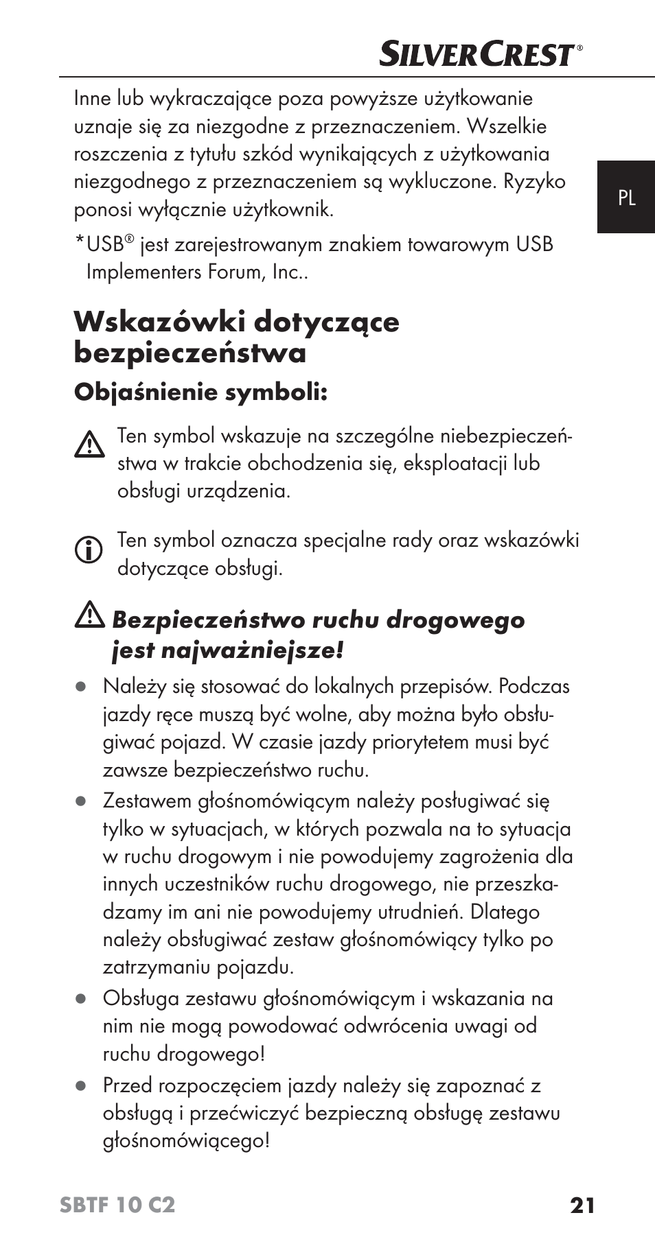 Wskazówki dotyczące bezpieczeństwa | Silvercrest SBTF 10 C2 User Manual | Page 24 / 126