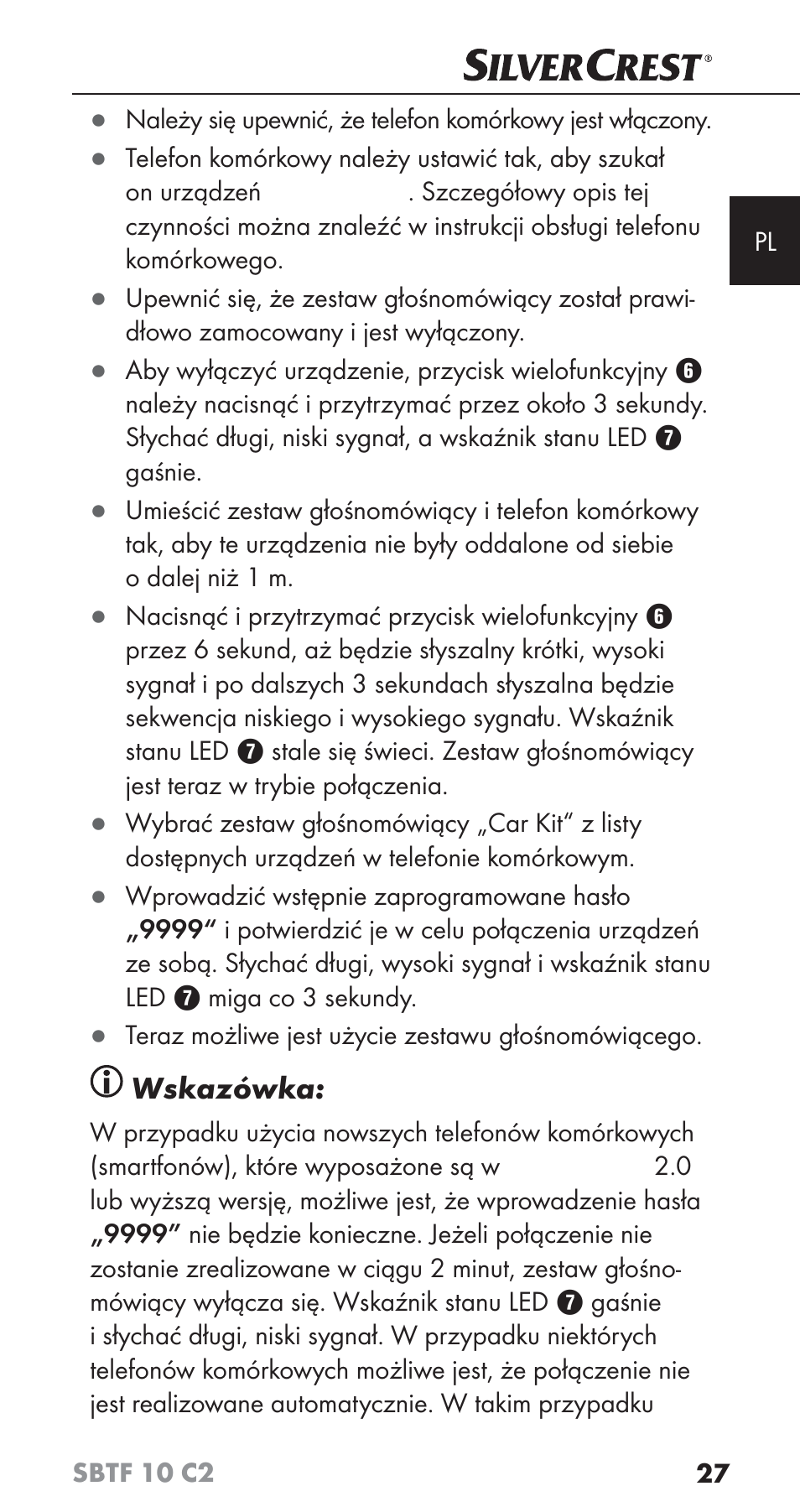 Wskazówka | Silvercrest SBTF 10 C2 User Manual | Page 30 / 126