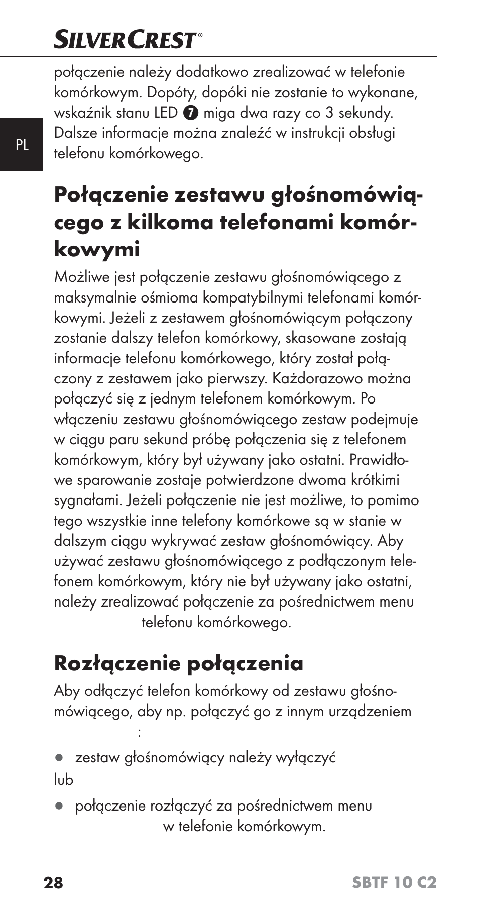 Rozłączenie połączenia | Silvercrest SBTF 10 C2 User Manual | Page 31 / 126