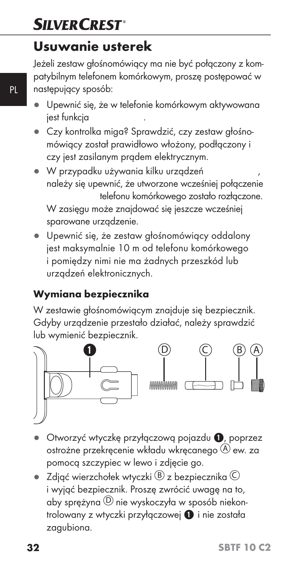 Usuwanie usterek | Silvercrest SBTF 10 C2 User Manual | Page 35 / 126
