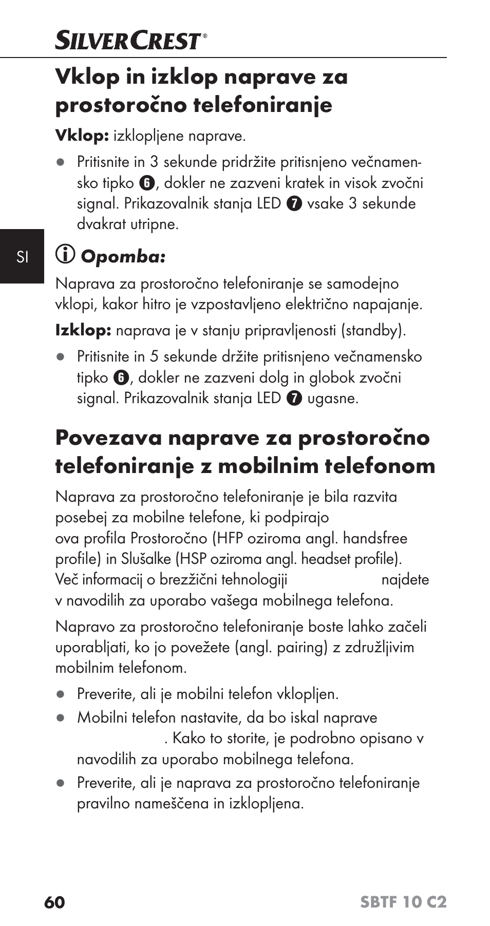 Opomba | Silvercrest SBTF 10 C2 User Manual | Page 63 / 126