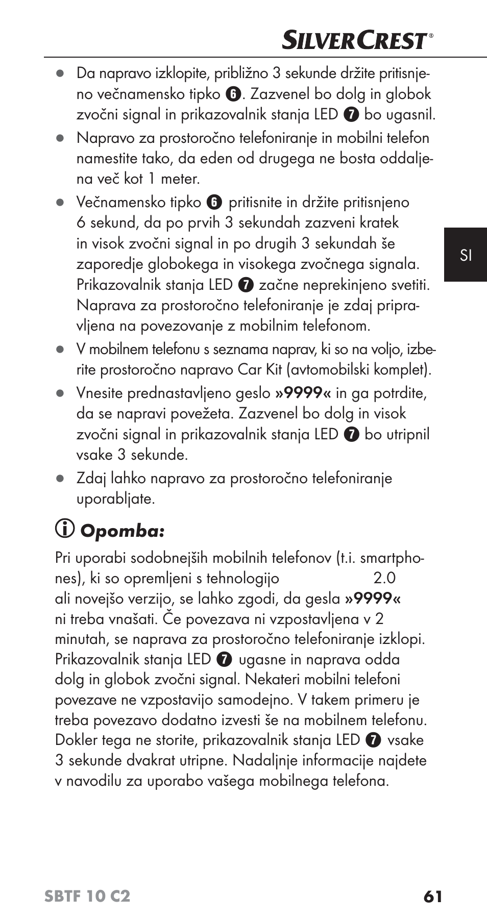 Opomba | Silvercrest SBTF 10 C2 User Manual | Page 64 / 126