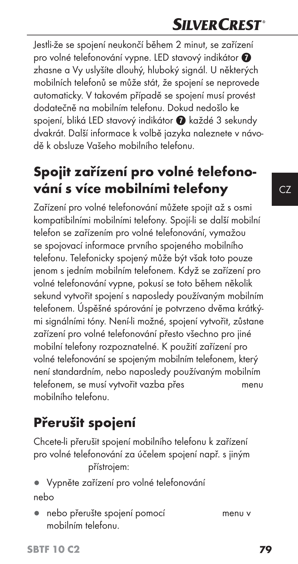 Přerušit spojení | Silvercrest SBTF 10 C2 User Manual | Page 82 / 126