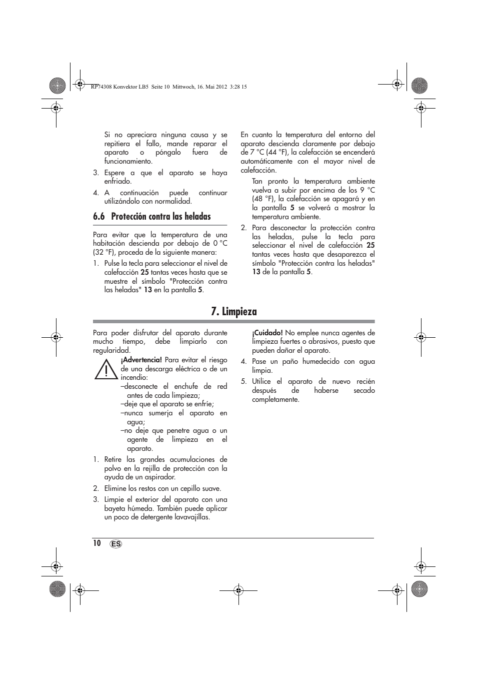 Limpieza, 6 protección contra las heladas | Silvercrest SKD 2300 A1 User Manual | Page 12 / 62