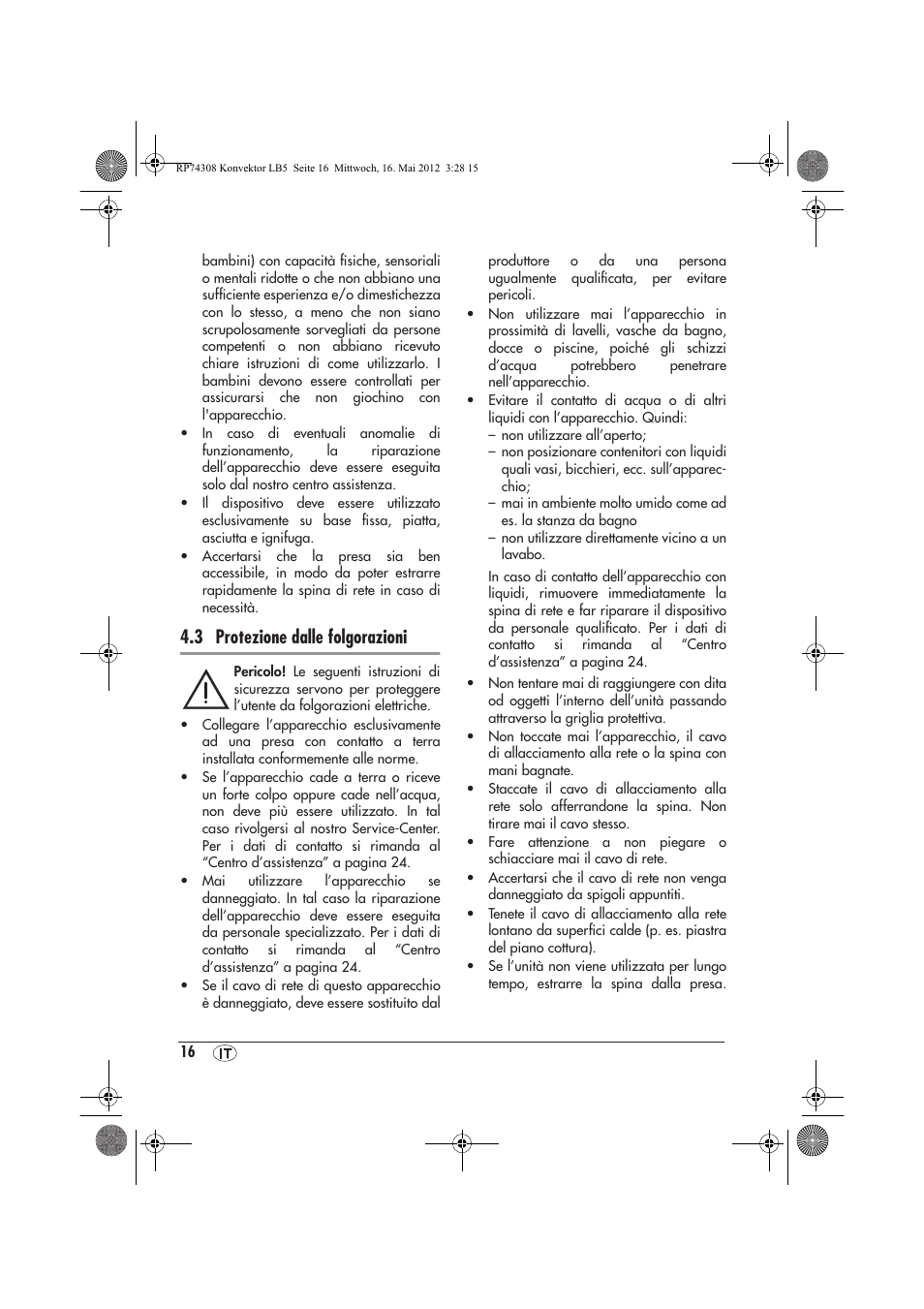 3 protezione dalle folgorazioni | Silvercrest SKD 2300 A1 User Manual | Page 18 / 62