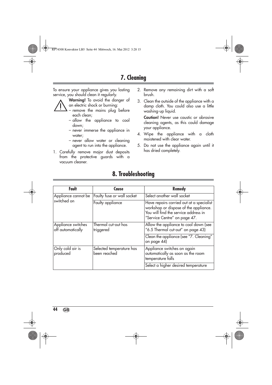 Cleaning, Troubleshooting | Silvercrest SKD 2300 A1 User Manual | Page 46 / 62